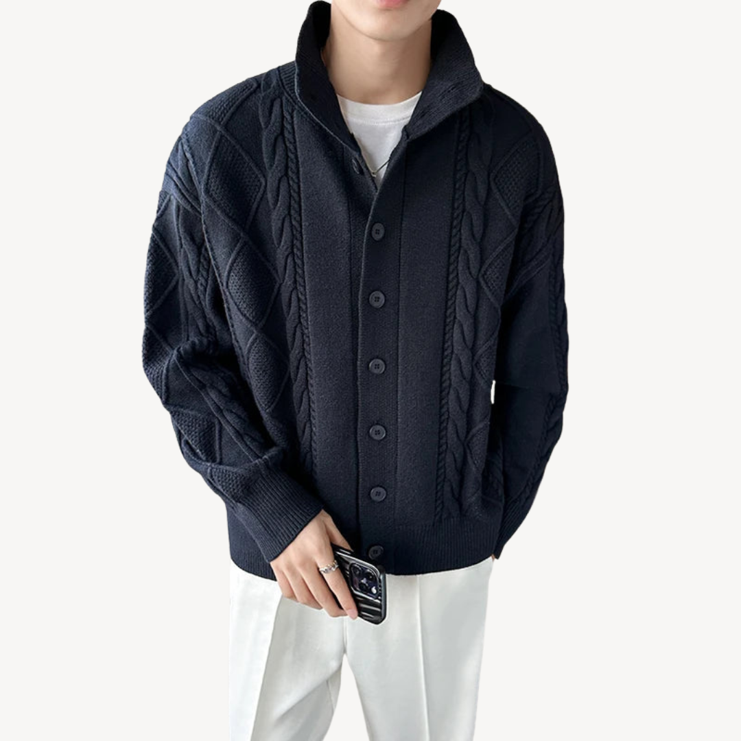 VogeLuxe | Men’s Textured Cable Knit Cardigan