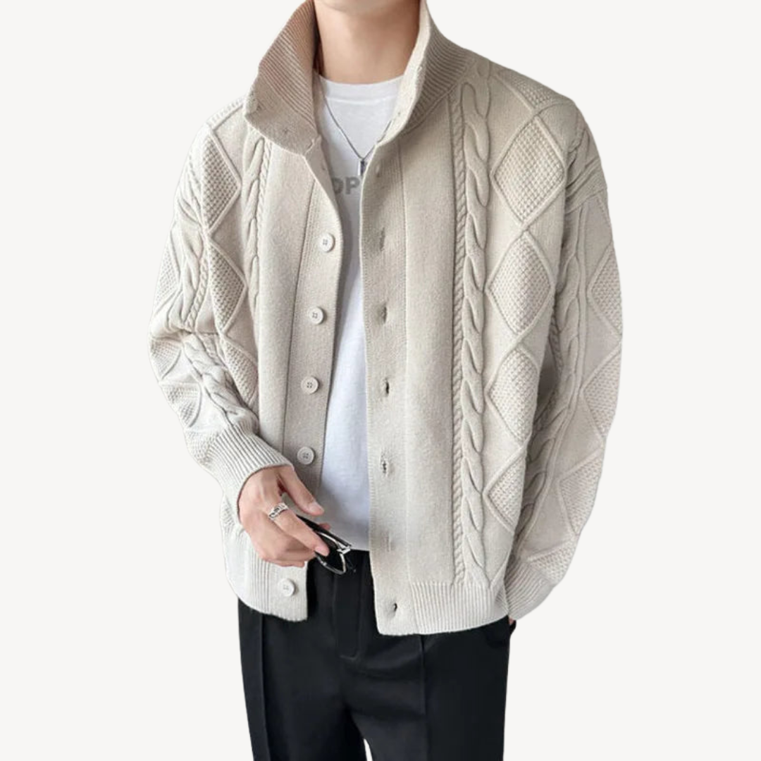 VogeLuxe | Men’s Textured Cable Knit Cardigan