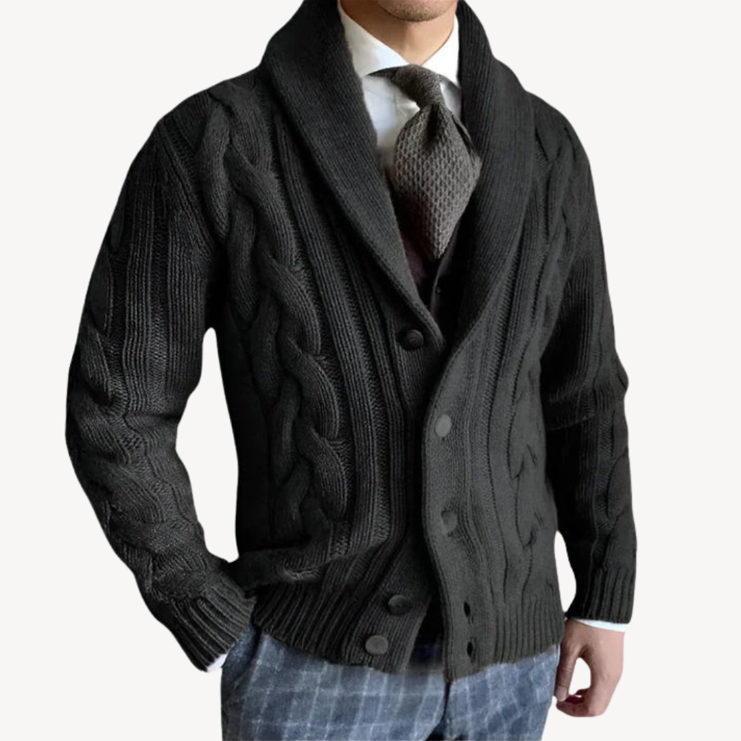 VogeLuxe | Men’s Cable Knit Shawl Cardigan