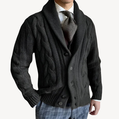 VogeLuxe | Men’s Cable Knit Shawl Cardigan