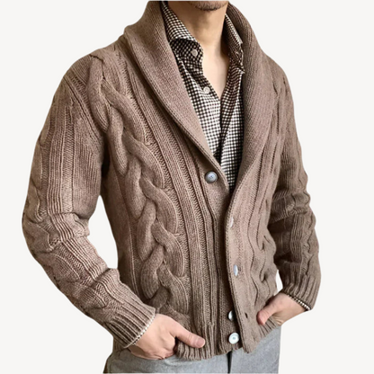 VogeLuxe | Men’s Cable Knit Shawl Cardigan