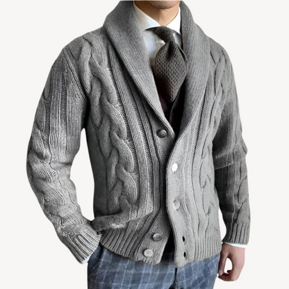 VogeLuxe | Men’s Cable Knit Shawl Cardigan