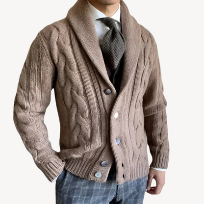 VogeLuxe | Men’s Cable Knit Shawl Cardigan