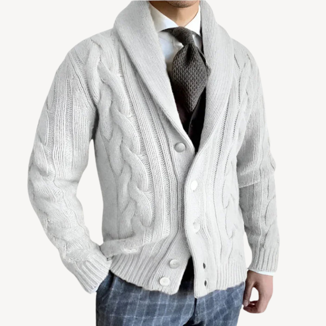 VogeLuxe | Men’s Cable Knit Shawl Cardigan