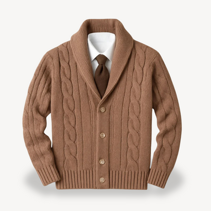 VogeLuxe | Men’s Cable Knit Shawl Cardigan