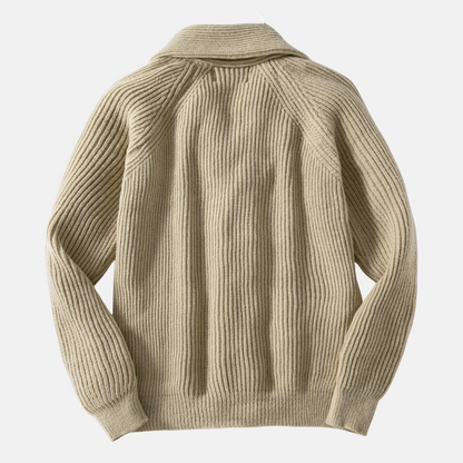 Men’s Cardigan Sweater – Relaxed Fit – Wool Blend – Shawl Collar – Ribbed Knit 2