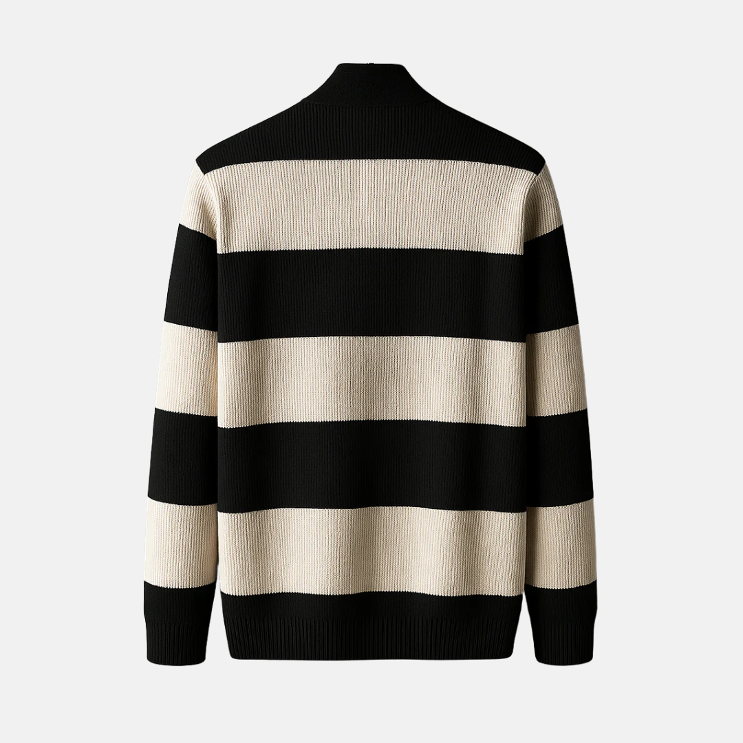 Men’s Cardigan Sweatshirt – Relaxed Fit – Knit Stripe – Open Front – Mid Length Layer 1