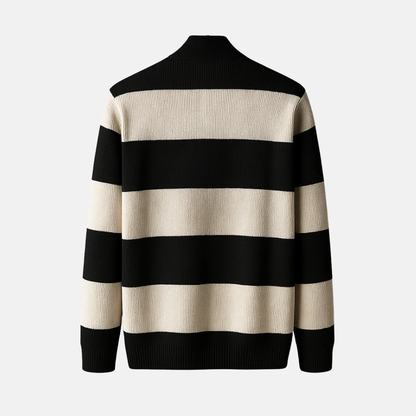 Men’s Cardigan Sweatshirt – Relaxed Fit – Knit Stripe – Open Front – Mid Length Layer 1