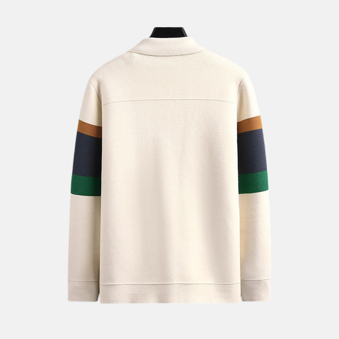 Men’s Cardigan – Regular Fit Knitwear – Pointed Collar – Snap Closure – Patch Pockets 1