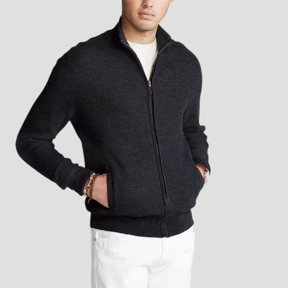 VogeLuxe | Men’s Textured Zip-Up Cardigan