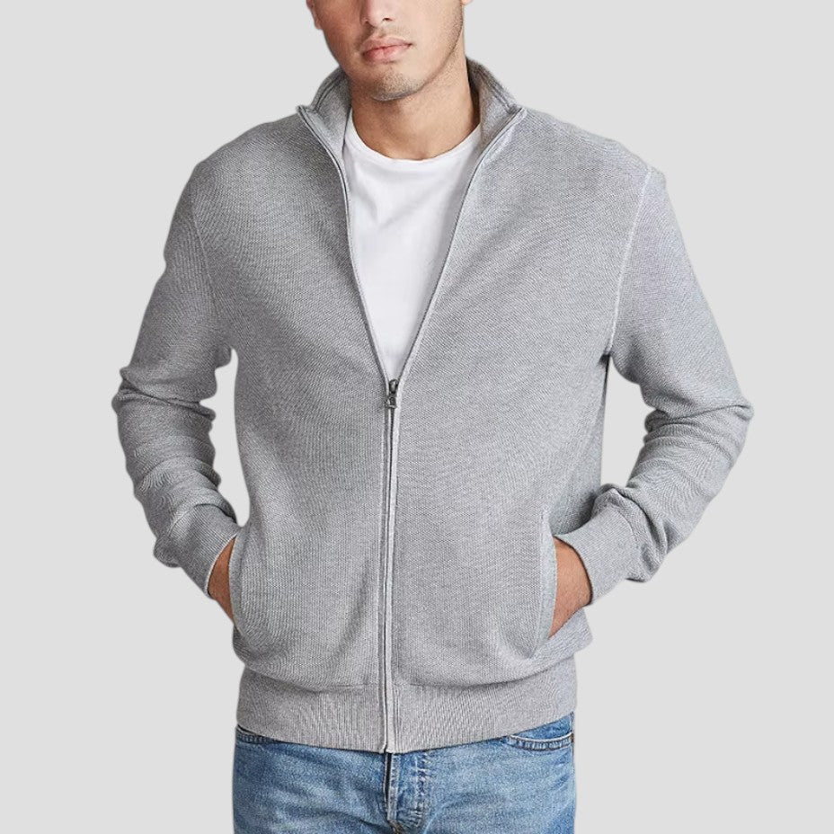 VogeLuxe | Men’s Textured Zip-Up Cardigan