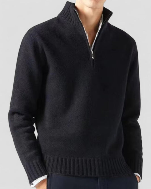 VogeLuxe | Men’s Polished Zip-Neck Sweater
