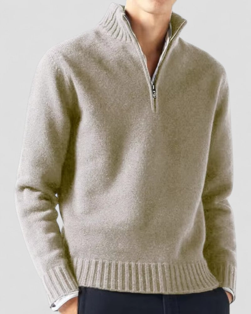 VogeLuxe | Men’s Polished Zip-Neck Sweater