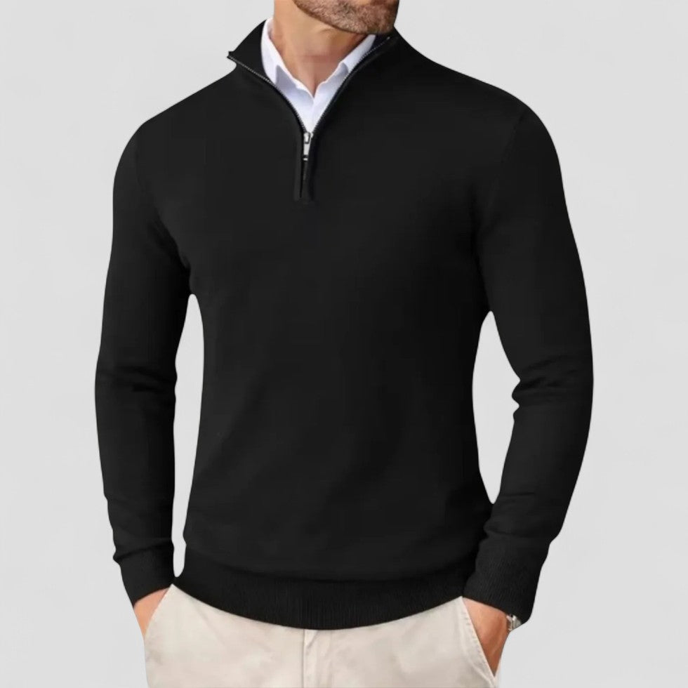 VogeLuxe | Men’s Stand Collar Quarter-Zip Sweater