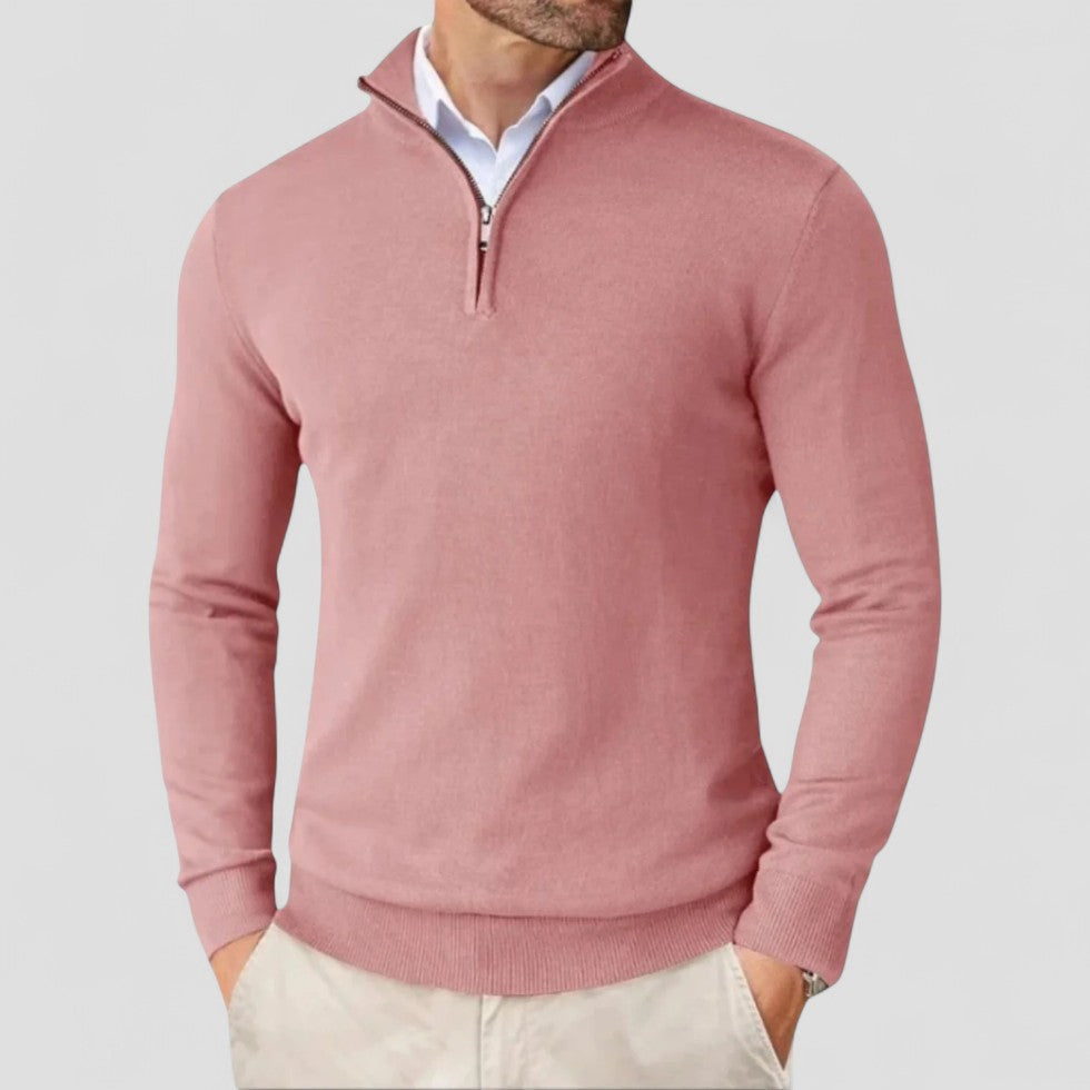 VogeLuxe | Men’s Stand Collar Quarter-Zip Sweater