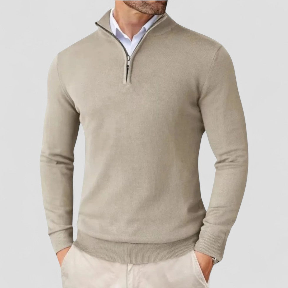 VogeLuxe | Men’s Stand Collar Quarter-Zip Sweater
