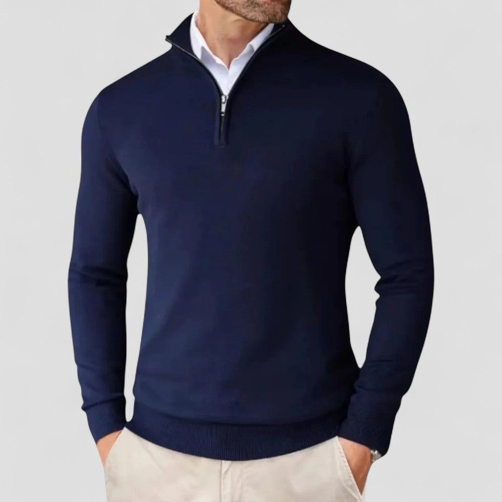 VogeLuxe | Men’s Stand Collar Quarter-Zip Sweater