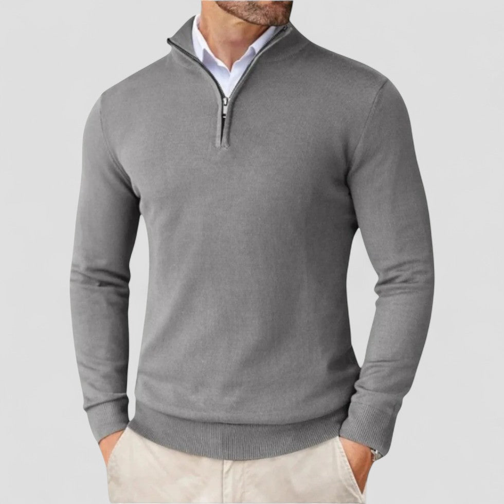 VogeLuxe | Men’s Stand Collar Quarter-Zip Sweater