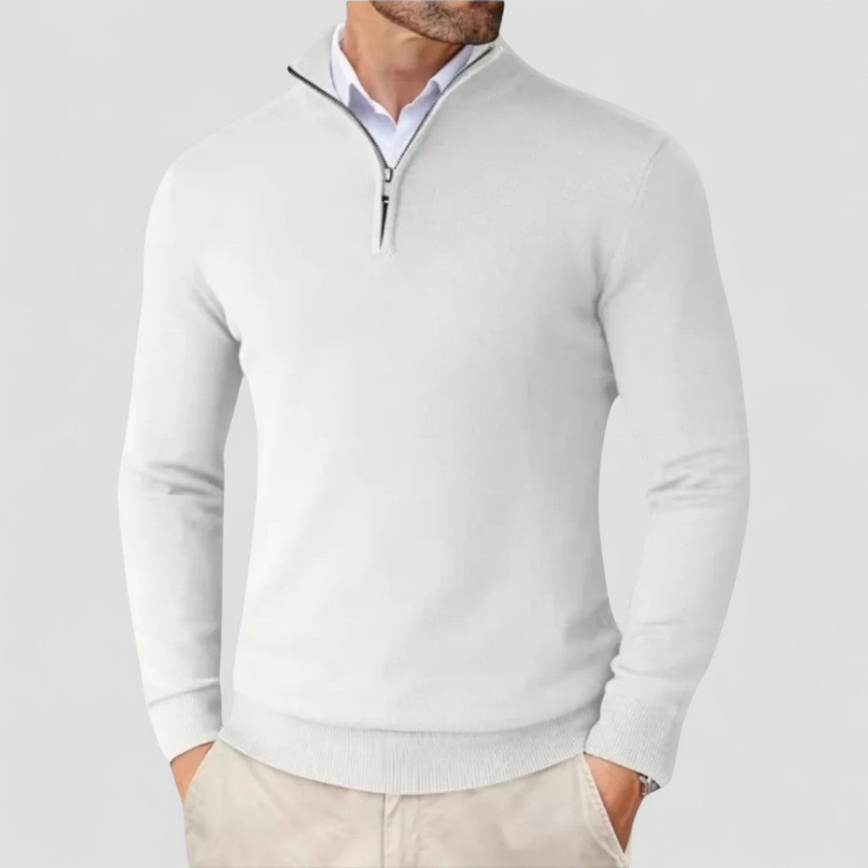 VogeLuxe | Men’s Stand Collar Quarter-Zip Sweater