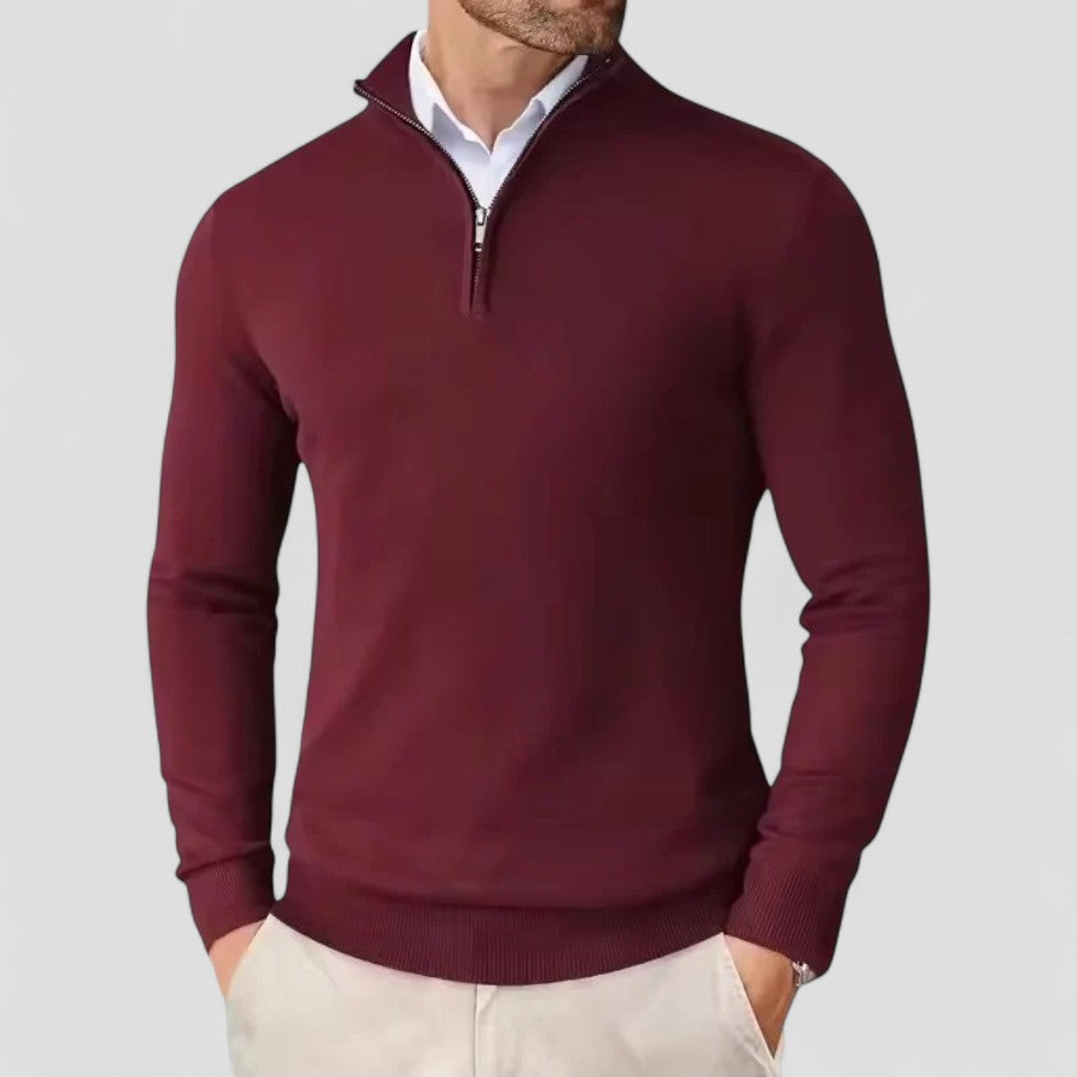 VogeLuxe | Men’s Stand Collar Quarter-Zip Sweater