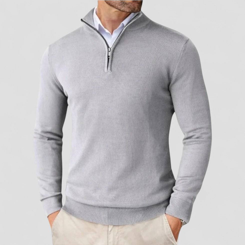 VogeLuxe | Men’s Stand Collar Quarter-Zip Sweater