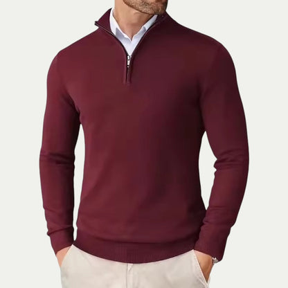 Men's Cashmere Pullover with Half Zip and Long Sleeves 7