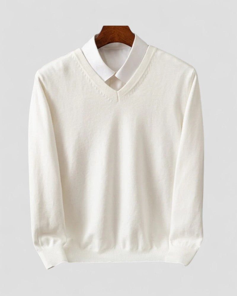 VogeLuxe | Men’s Classic V-Neck Layered Sweater