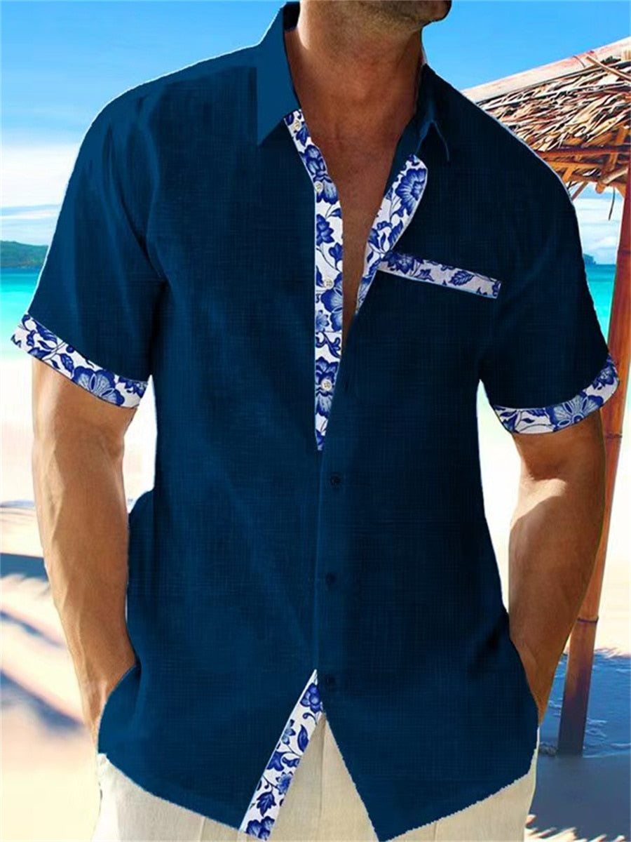 Relaxed Fit Mens Floral Pattern Dress Shirt