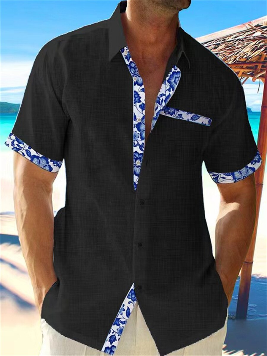 Relaxed Fit Mens Floral Pattern Dress Shirt