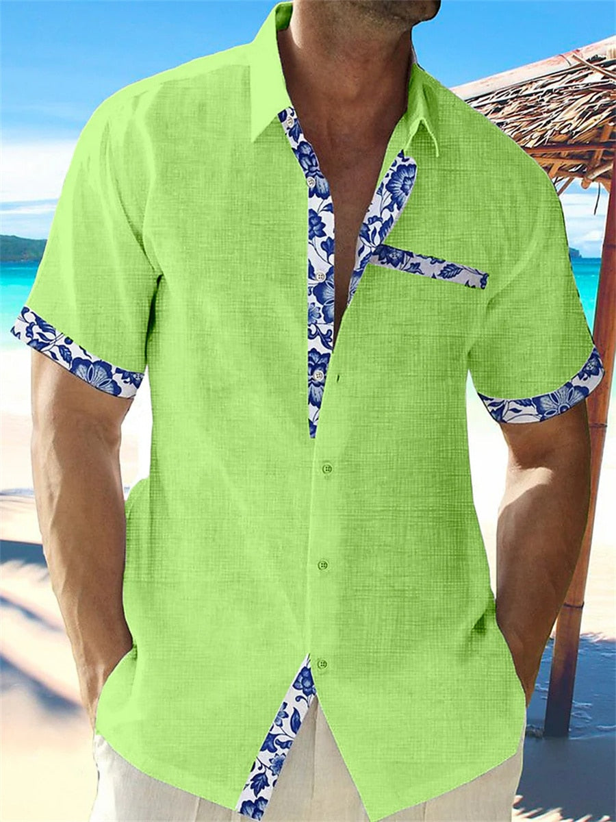 Relaxed Fit Mens Floral Pattern Dress Shirt