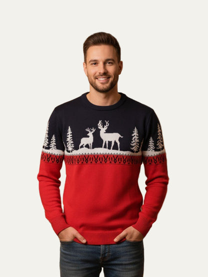 Men’s Christmas Reindeer & Pine Tree Sweater 0
