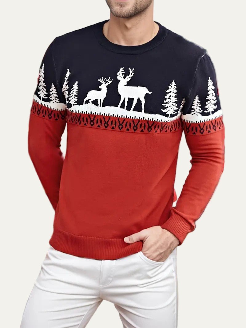 Men’s Christmas Reindeer & Pine Tree Sweater 1