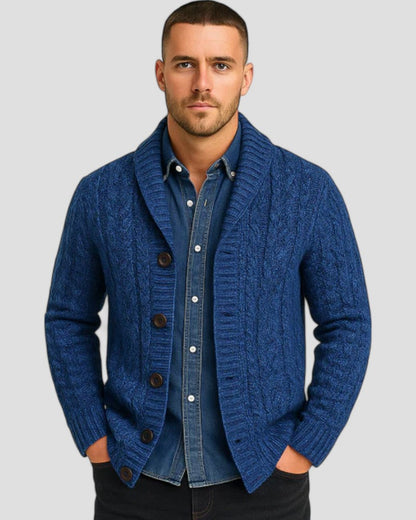 Men's Chunky Knit Shawl Collar Cardigan Sweater