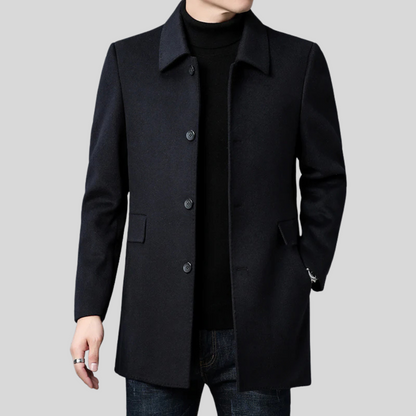 Men’s Classic Mid-Length Coat – Tailored Formal & Business Casual Outer Wear 0