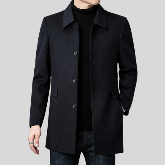 Men’s Classic Mid-Length Coat – Tailored Formal & Business Casual Outer Wear 0