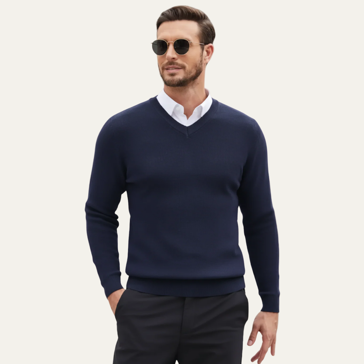 Men’s Classic V-Neck Sweater – Refined Autumn Winter Knit 0