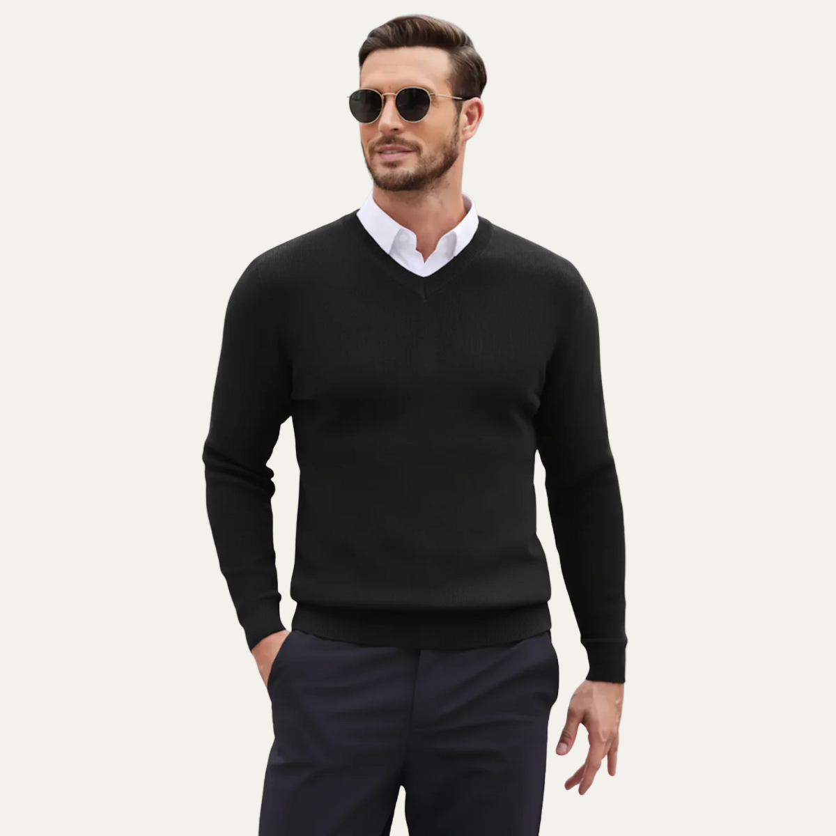 Men’s Classic V-Neck Sweater – Refined Autumn Winter Knit 4