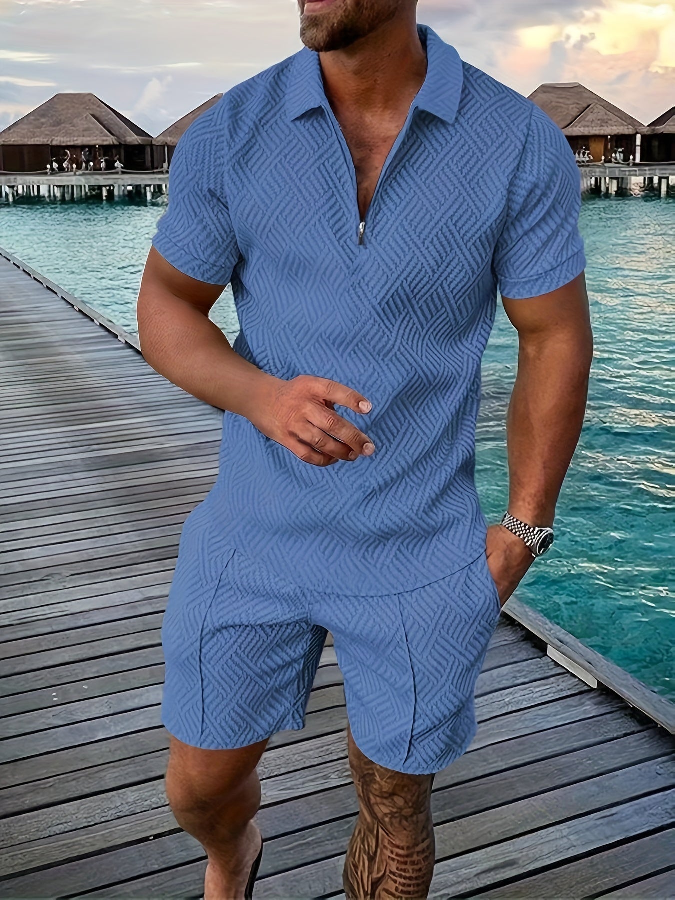Men's Graphic Zipper Shorts Outfit