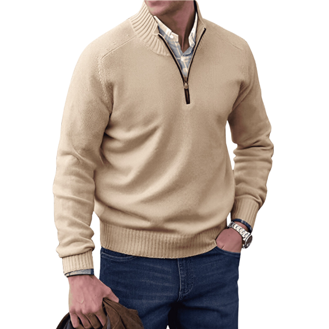 Men's Thermal Quarter Zip Fleece Sweater - VogeLuxe
