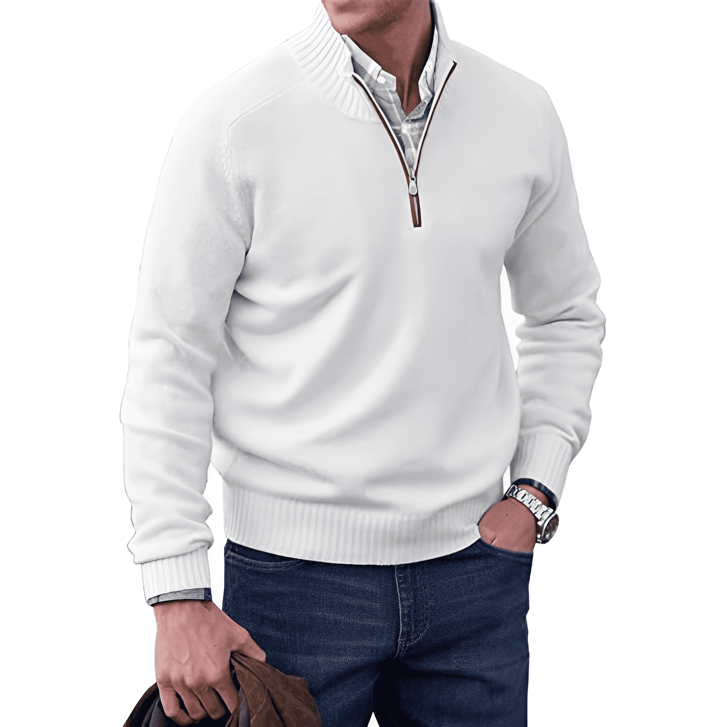 Men's Thermal Quarter Zip Fleece Sweater