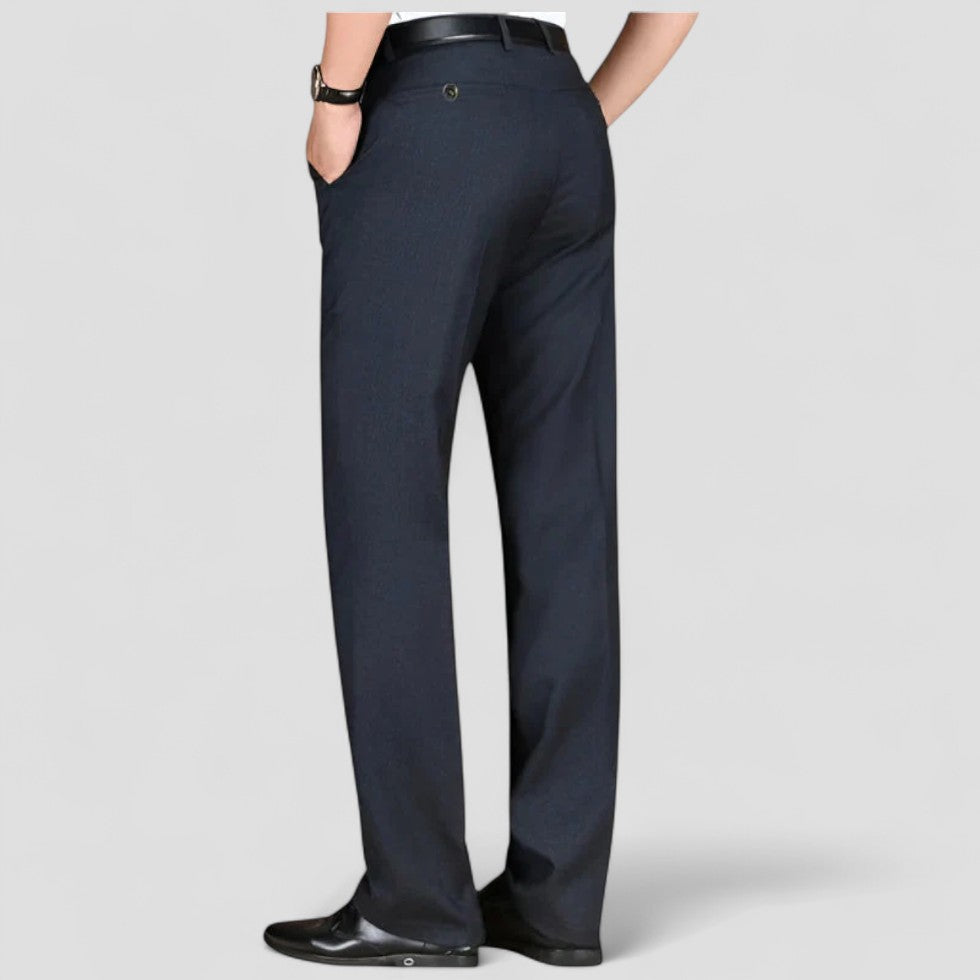 Men's Cotton Blend Formal Business Straight Leg Trousers