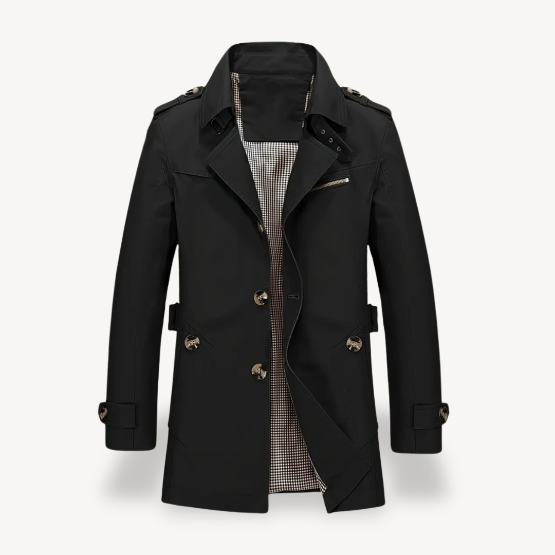 VogeLuxe | Men’s Classic Mid-Length Trench Coat