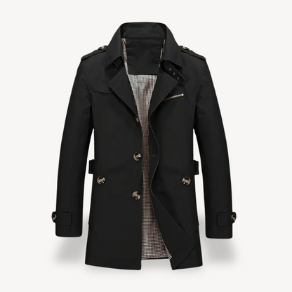 VogeLuxe | Men’s Classic Mid-Length Trench Coat