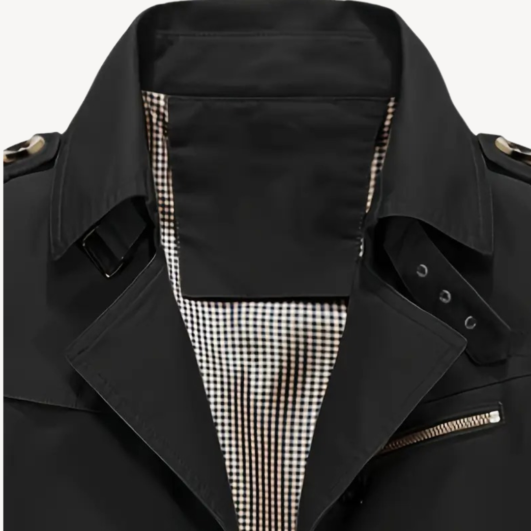 VogeLuxe | Men’s Classic Mid-Length Trench Coat