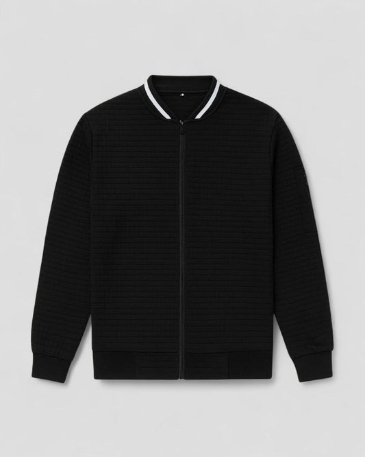 Men's Cotton Blend Zip Up Quilted Lightweight Cardigan