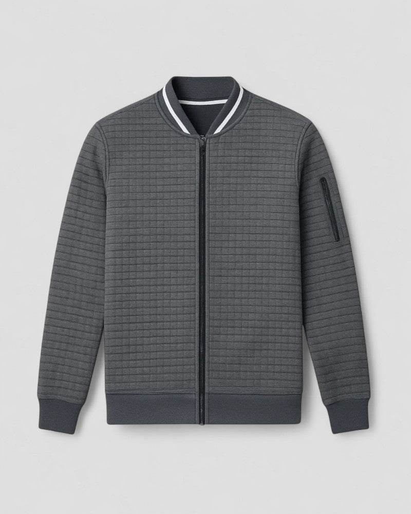 Men's Cotton Blend Zip Up Quilted Lightweight Cardigan