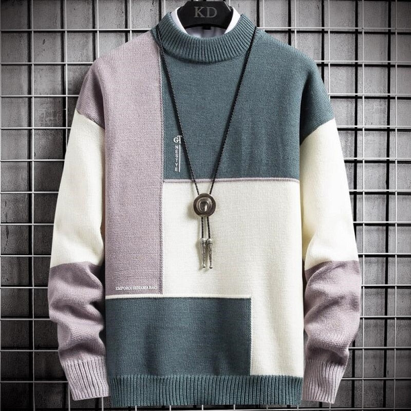 Men's Multicolor Crew Neck Sweater - VogeLuxe