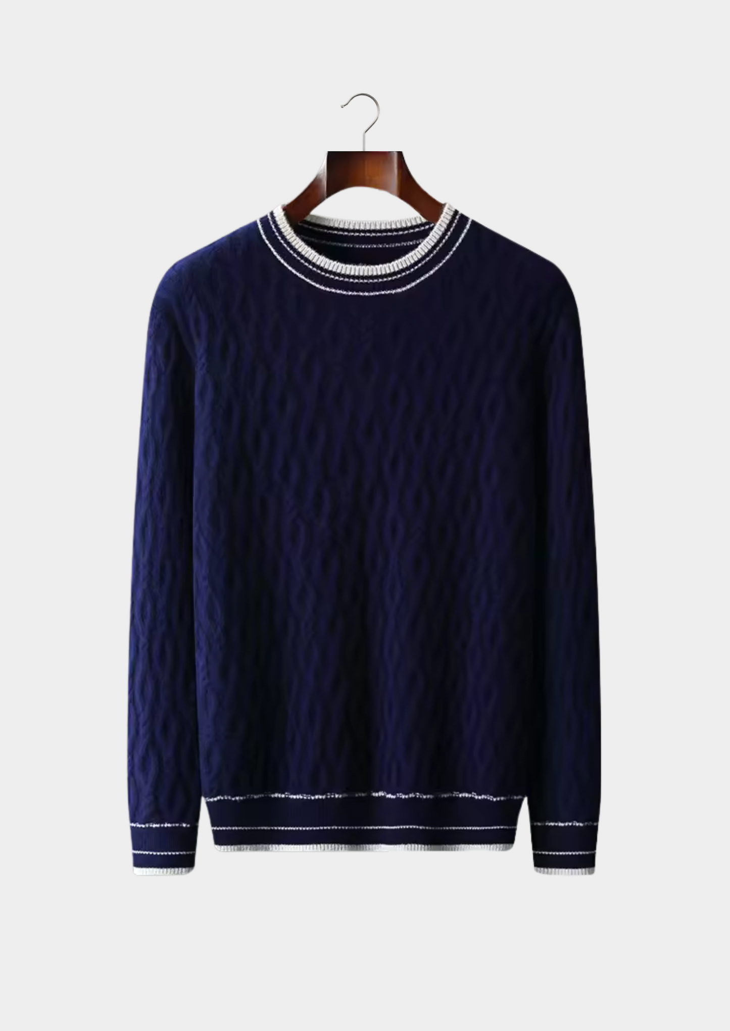 Men’s Crew Neck Sweater with Striped Trim – Refined Everyday Layer 3