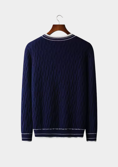 Men’s Crew Neck Sweater with Striped Trim – Refined Everyday Layer 4