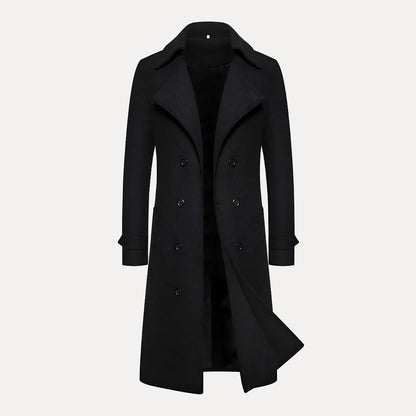 Men’s Double-Breasted Long Coat – Tailored Winter Overcoat with Peak Lapels 2